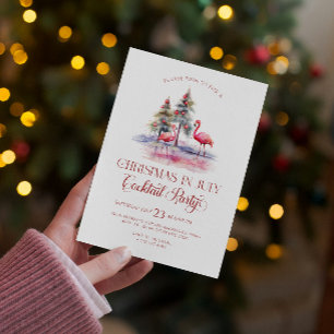 Convites Natal Rosa flamingos Em Julho Festa Cocktail