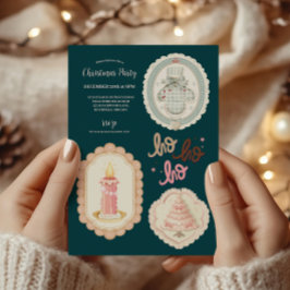 Convites Natal Rosa Verde Retro