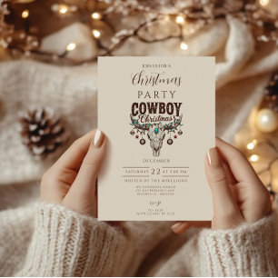Convites Natal Rústico de Cowboy