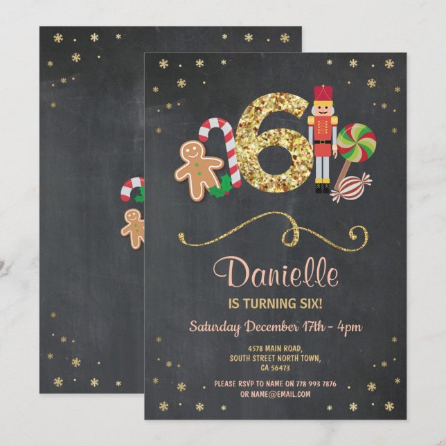 Convites Natal Sexta Feriados de Aniversário de 6 Seis Conv (Frente/Verso)