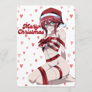 Convites Natal sexy Santa Menina de Anime embrulhada no Nat