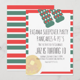 Convites Natal Sleepover Pajamas Pancakes Aniversário