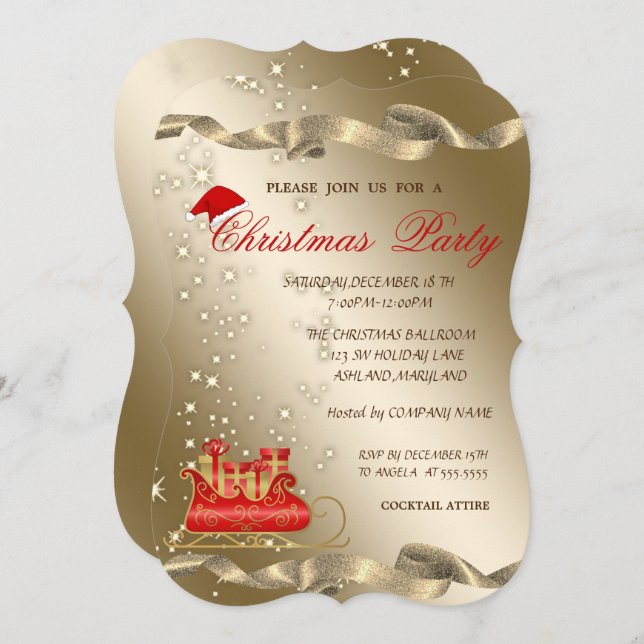 Convites Natal Sleigh,Santa Hat,Natal Corporativo (Frente/Verso)