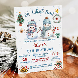 Convites Natal Snowman Holiday 5 Aniversário