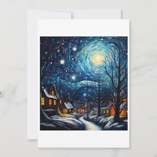 Convites Natal Starry Night (Frente)