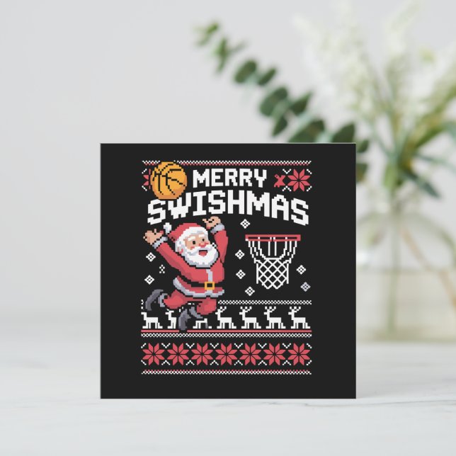 Convites Natal Swishmas Basquete Feio Natal Xmas  (Em pé/Frente)