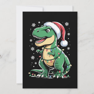 Convites Natal T Rex Dinossauro Chapéu de Papai Noel Luzes