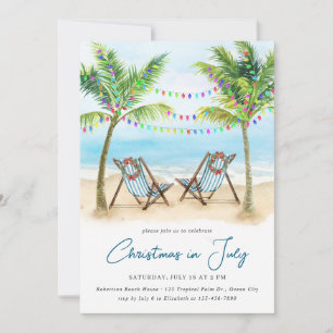 Convites Natal Tropical de Praia Palmeiras em Julho