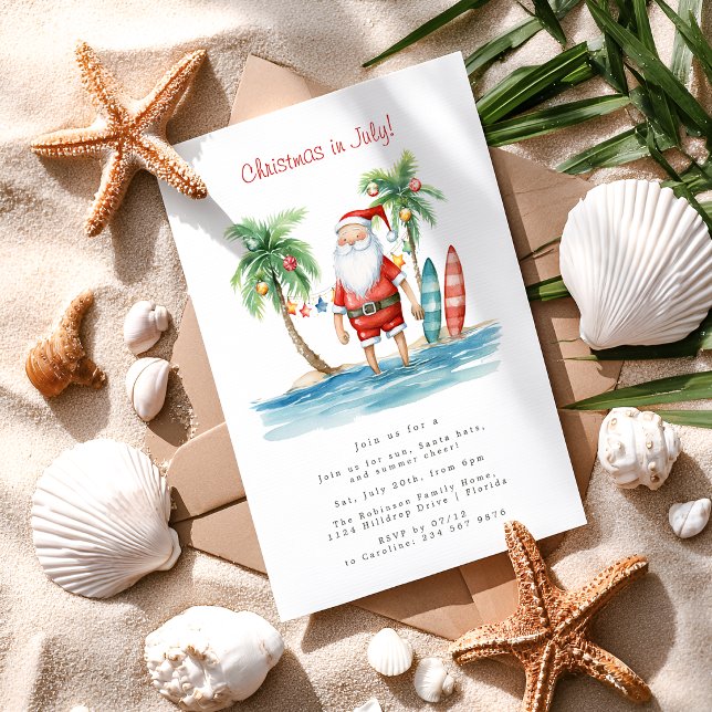 Convites Natal Tropical Divertido em Julho (Criador carregado)