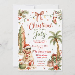 Convites Natal Tropical Papai Noel Praia Férias Verão