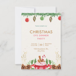 Convites Natal Verde E Vermelho De Aquarela