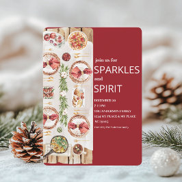 Convites Natal Vermelho da Borgonha Elegante