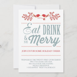 Convites Natal Vermelho e Blue Holidy Country Chic