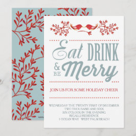 Convites Natal Vermelho e Blue Holidy Country Chic