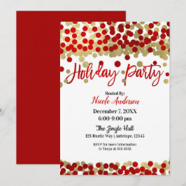 Convites Natal Vermelho & Pontos Dourados Festa Moderna de 