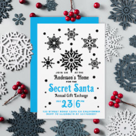Convites Natal Vintage Preto Branco Azul Papai Noel Floco d