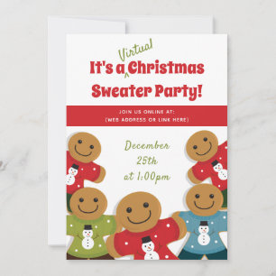 Convites Natal Virtual Vermelho do Sweater Man