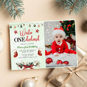 Convites Natal Winter Onederland Primeiro Aniversário Foto