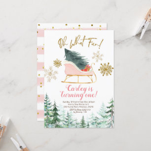 Convites Natal Winter Sleigh Oh Que Divertido Primeiro Aniv