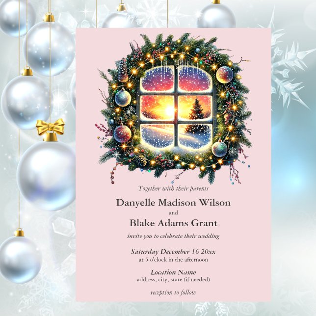 Convites Natal Winter Wonderland Rosy Pink (Criador carregado)