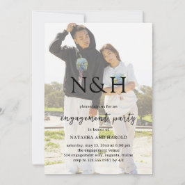 Convites Natasha Photo Monograma Festa de noivado Moderna