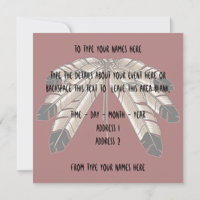 Convites Native Invitations Personalized Native Art Cards (Verso)