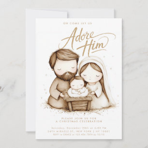 Convites Natividade Menino Jesus Adore-O Natal