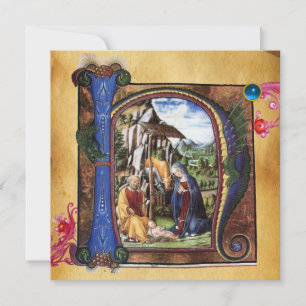 Convites NATIVIDADE MONOGRAMA NATAL PARCHMENT GEM azul