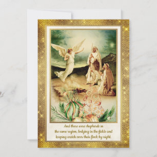 Convites Natividade Pastores & Anjos Natal Dourado