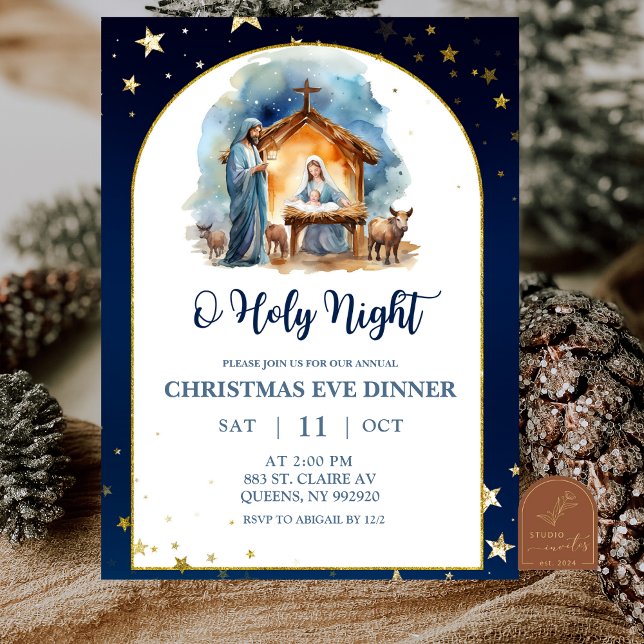 Convites Nativity O holy night christmas eve dinner (Criador carregado)