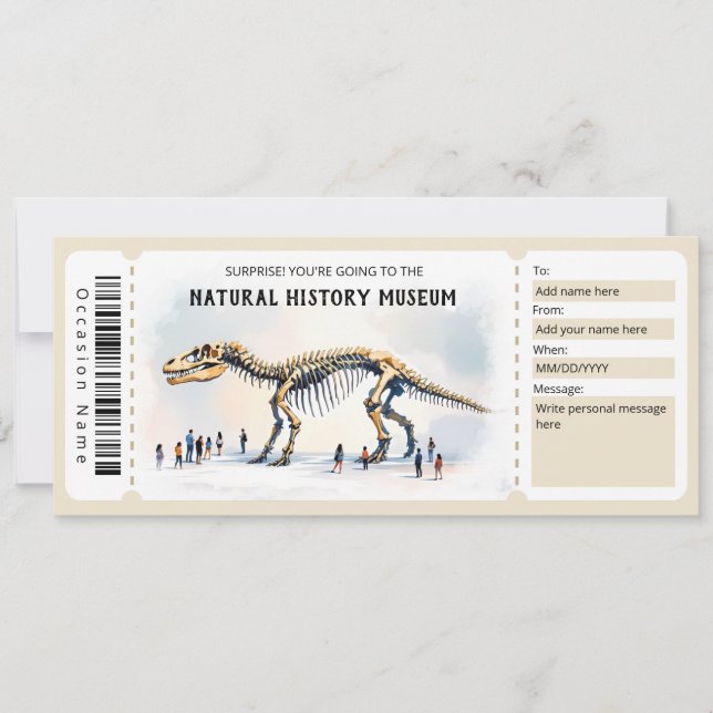 Convites Natural History Museum Gift Certificate Template (Frente)