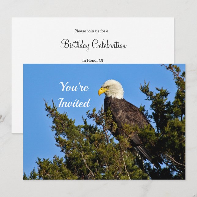 Convites Nature Bald Eagle Wildlife Foto Birthday (Frente/Verso)