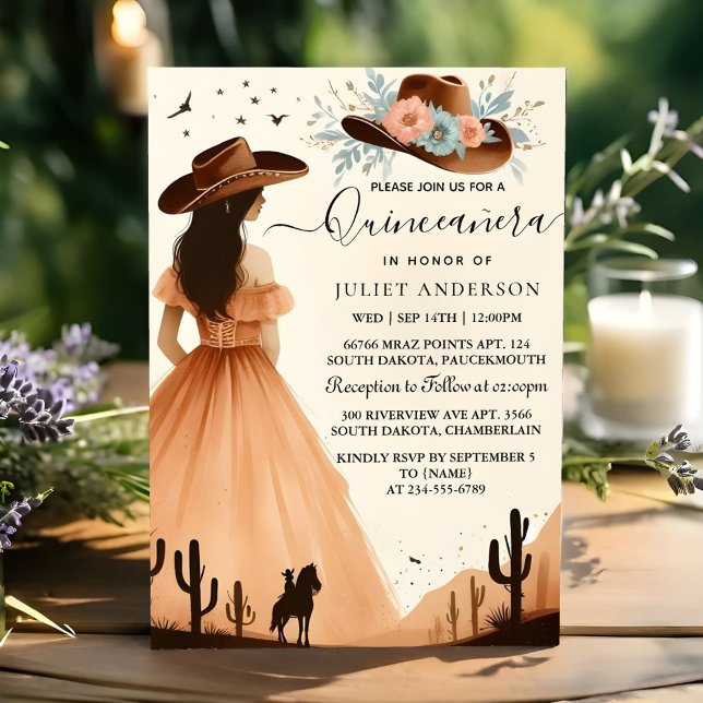Convites Nature Barn Wood Boho Fazenda Western Quinceanera (Criador carregado)