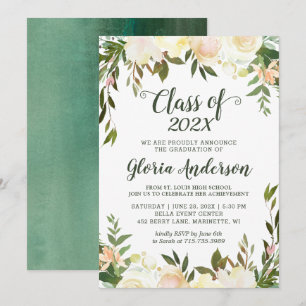 Convites Nature Greenery Classe Floral de Graduação de 2022