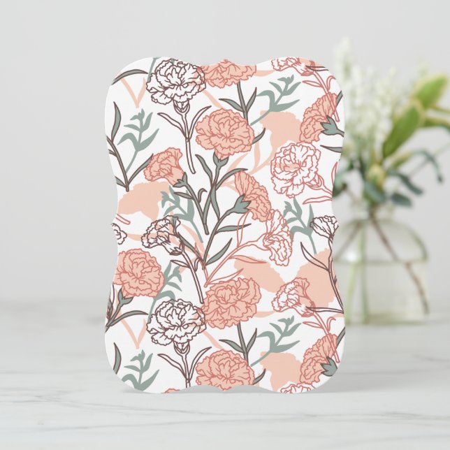 Convites Nature Inspirou Floral: Padrão De Flor De Cravos (Em pé/Frente)