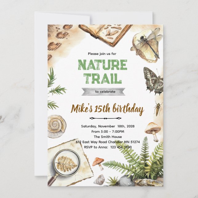 Convites Nature Trail Birthday Invitation (Frente)