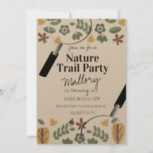Convites Nature Trail Woods Acorn Birthday Rustic Greenery