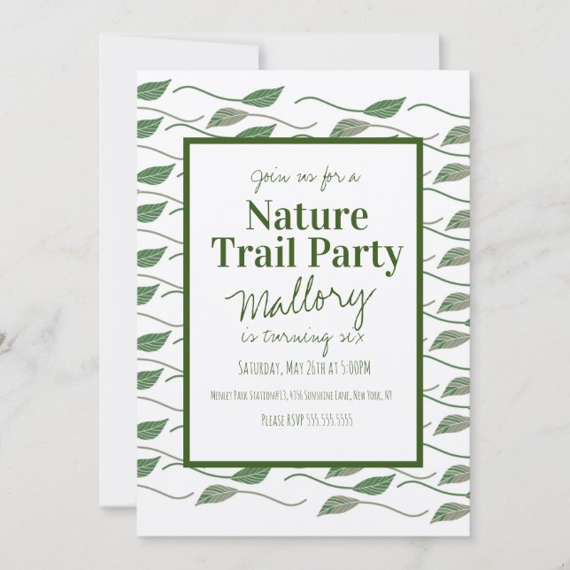 Convites Nature Trail Woods Leaf Birthday Rustic (Frente)