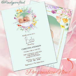 Convites Natureza Personalizada Chá de fraldas de Foto de F