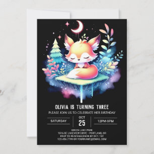 Convites Natureza Personalizada Fox Birthday digital
