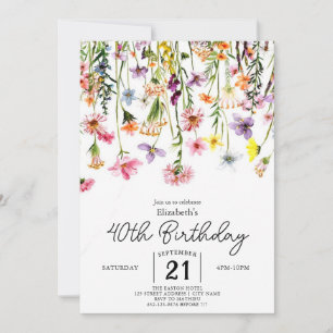 Convites Natureza Simples aniversário de 40 anos de Flores