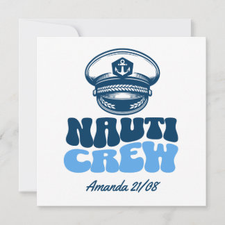 Convites nauti crew retro blue 