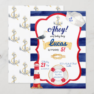 Convites Nautical Birthday Invitation
