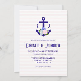 Convites Nautical Floral Stripes Wedding Reception