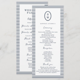 Convites Nautical Navy Stripe Classic Wedding Program Card