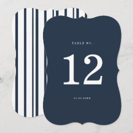 Convites Nautical Navy Stripe Die-Cut Wedding Table Number