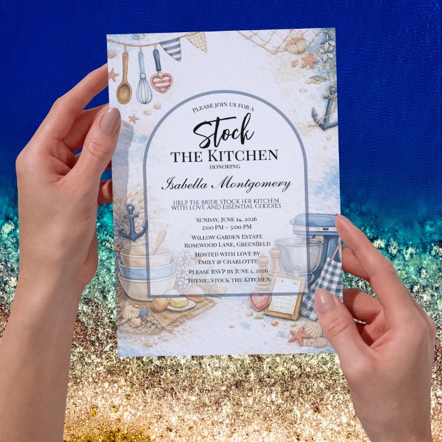 Convites Nautical Ocean Bridal Shower Kitchen Themed (Nautical Ocean Kitchen Themed Invitations
)