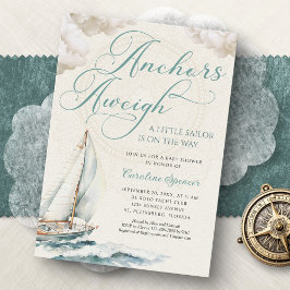 Convites Nautical Sailing Anchor Aweigh Baby Shower