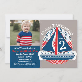 Convites Náutico é o tempo dois, colocar segundo aniversári
