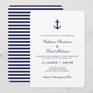 Convites Náuticos de Casamento com faixas de Mari